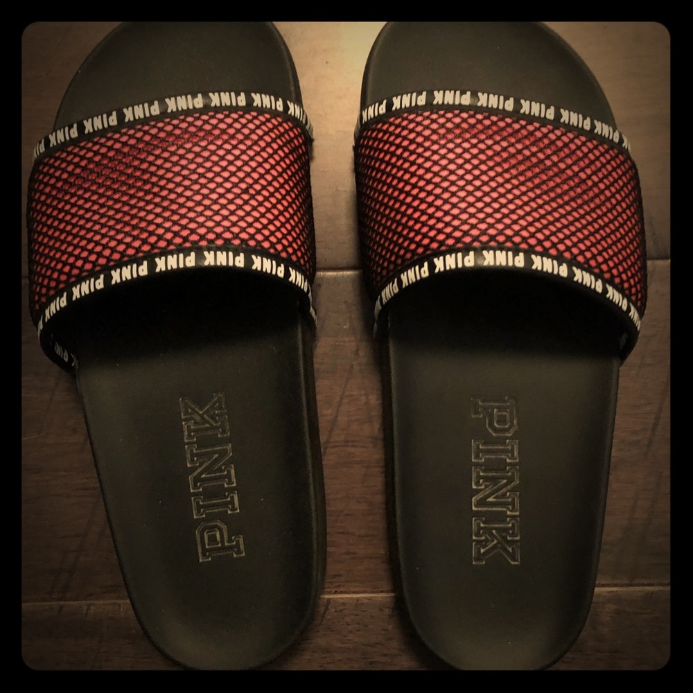 Victoria secret pink lack mesh slide shoes small